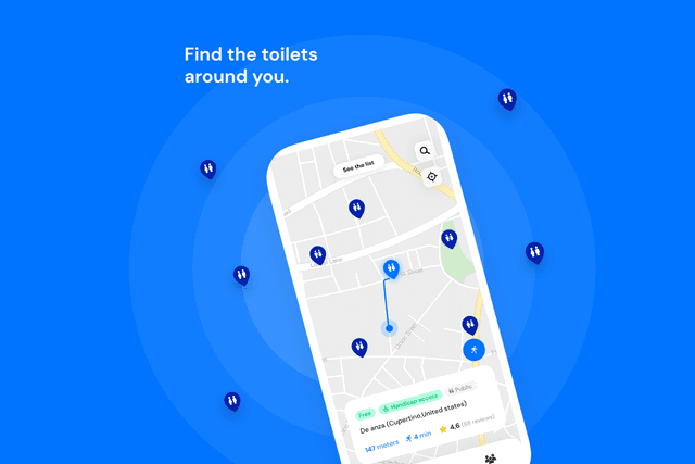 Thanks to the Toilet Finder application that we publish internally, we allow hundreds of thousands of people to gain autonomy (chronic gastrointestinal diseases, professionals using their vehicle continuously, etc.).
This application allows us to aggregate the reference geographical database of public toilets in the world.
This database is used for Apple's Maps app on over 500 million iOS, iPhone and iPad devices.
The application is used as a marketing tool by large pharmaceutical companies which have exclusivity in certain markets such as Takeda.